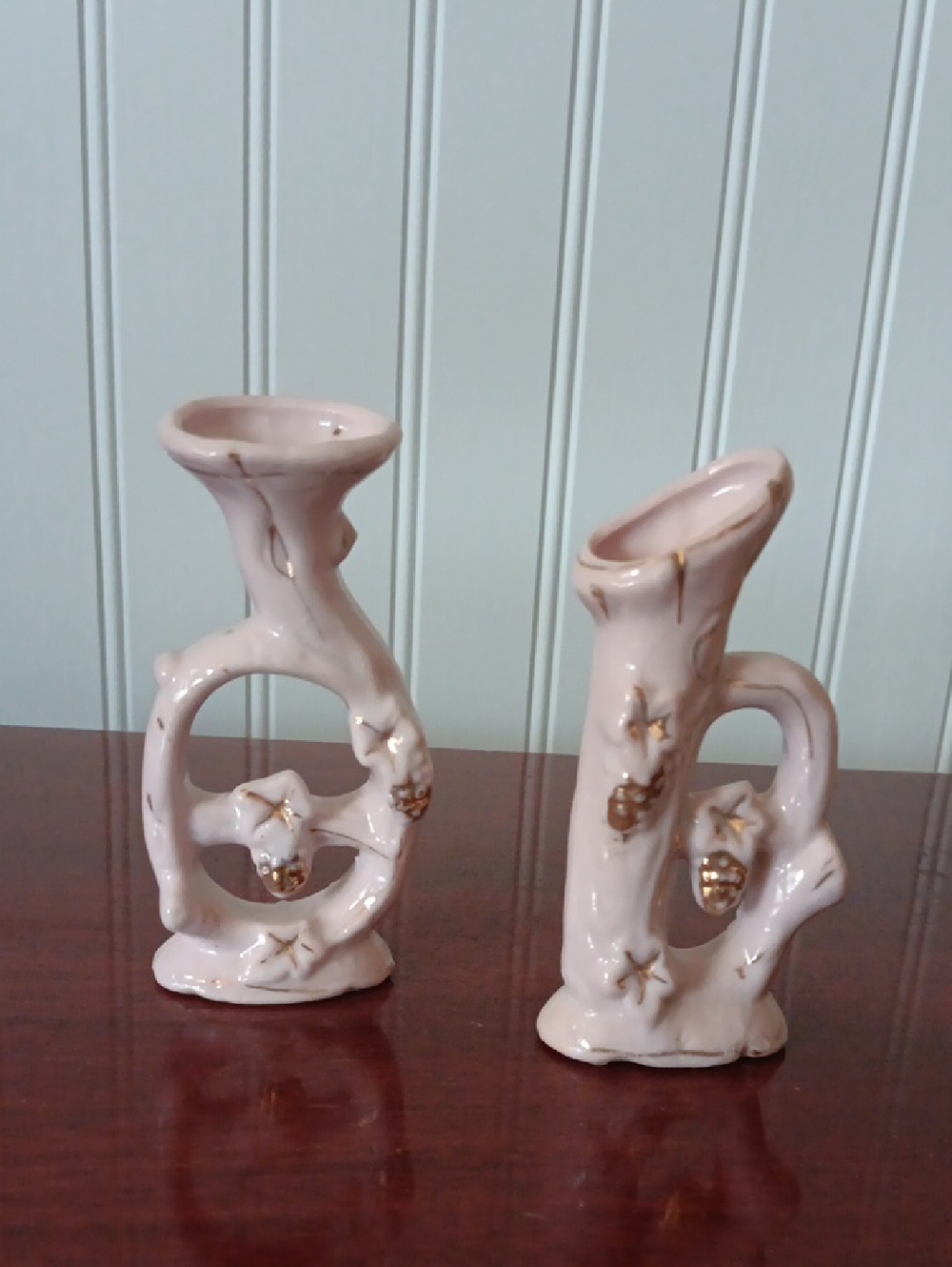 Vintage Pair of Pink Vases